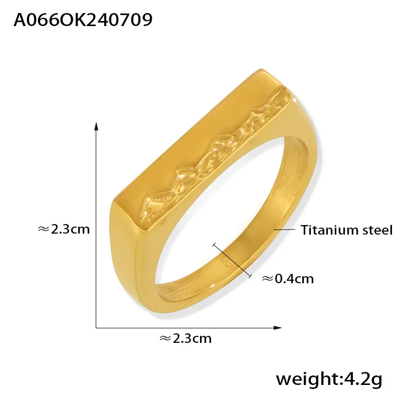 Wholesale Jewelry Chinoiserie Simple Style Circle Sea Wave 304 Stainless Steel 18K Gold Plated Plating Rings