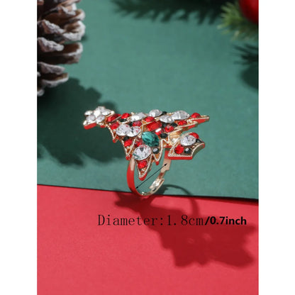 Christmas Christmas Tree Alloy Inlay Rhinestones Christmas Women'S Open Ring