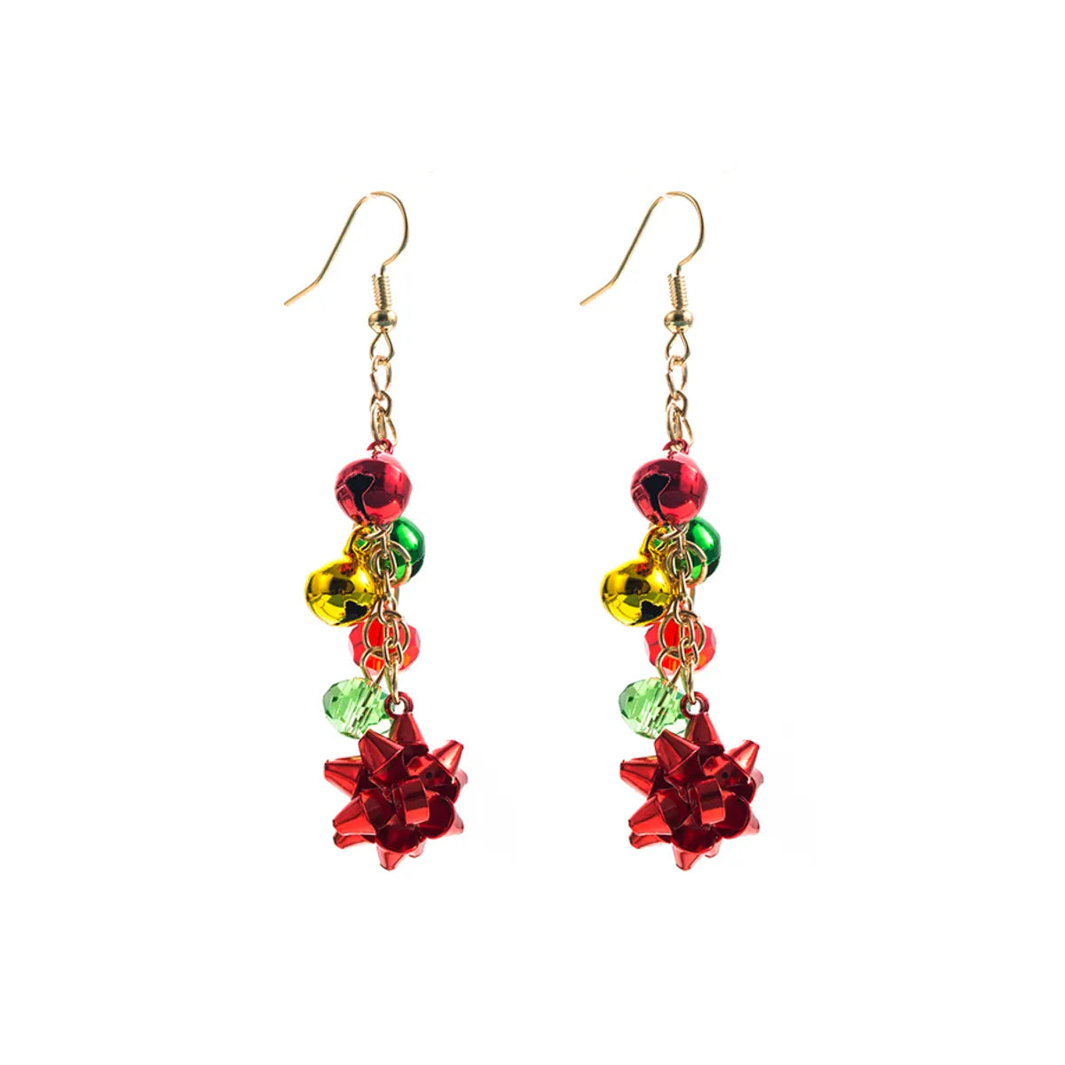 1 Pair Christmas Colorful Flower Plating Artificial Crystal Alloy Ear Hook