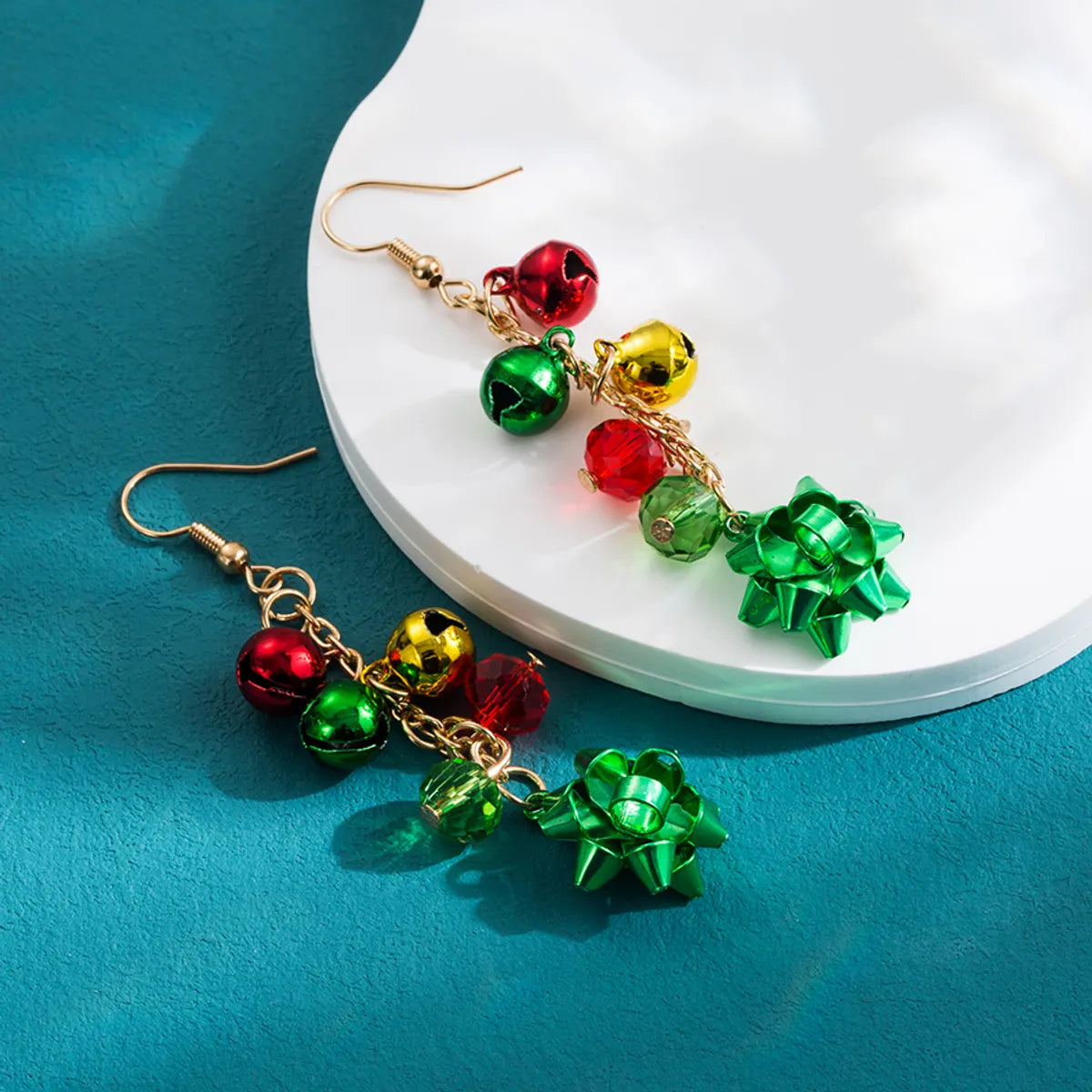 1 Pair Christmas Colorful Flower Plating Artificial Crystal Alloy Ear Hook