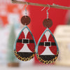 Wholesale Jewelry Christmas Santa Claus Letter Snowman Pu Leather Printing Drop Earrings