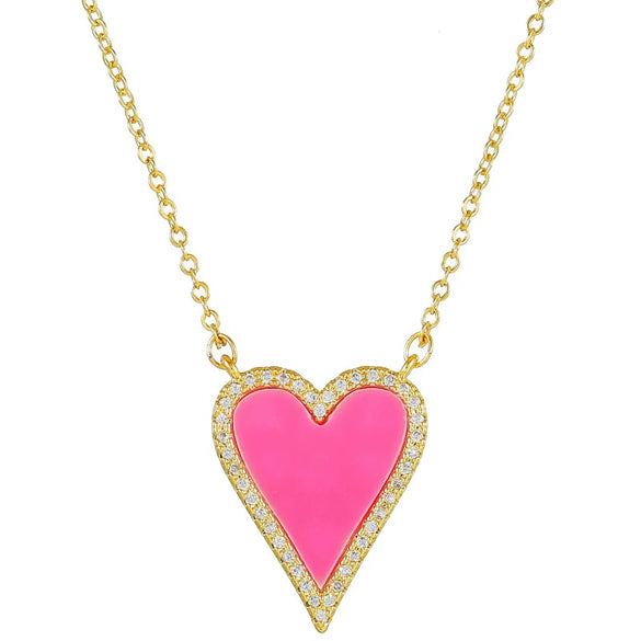 Wholesale Jewelry Classic Heart Brass Plated 18K Gold Zircon Heartshaped Necklace For Women