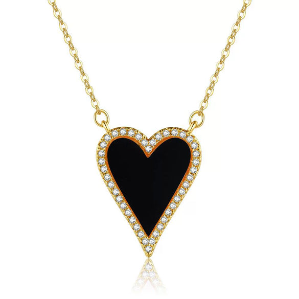 Wholesale Jewelry Classic Heart Brass Plated 18K Gold Zircon Heartshaped Necklace For Women