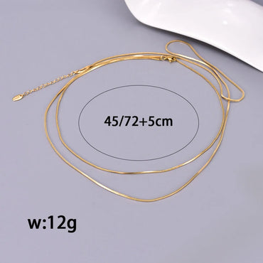 Wholesale Jewelry Classic Style British Style Streetwear Solid Color 304 Stainless Steel Titanium Steel 18K Gold Plated Double Layer Necklaces