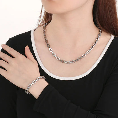 Wholesale Jewelry Classic Style Commute Geometric 304 Stainless Steel Bracelets Necklace