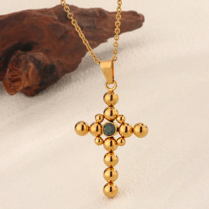 Wholesale Jewelry Classic Style Cross 304 Stainless Steel 18K Gold Plated Pendant Necklace