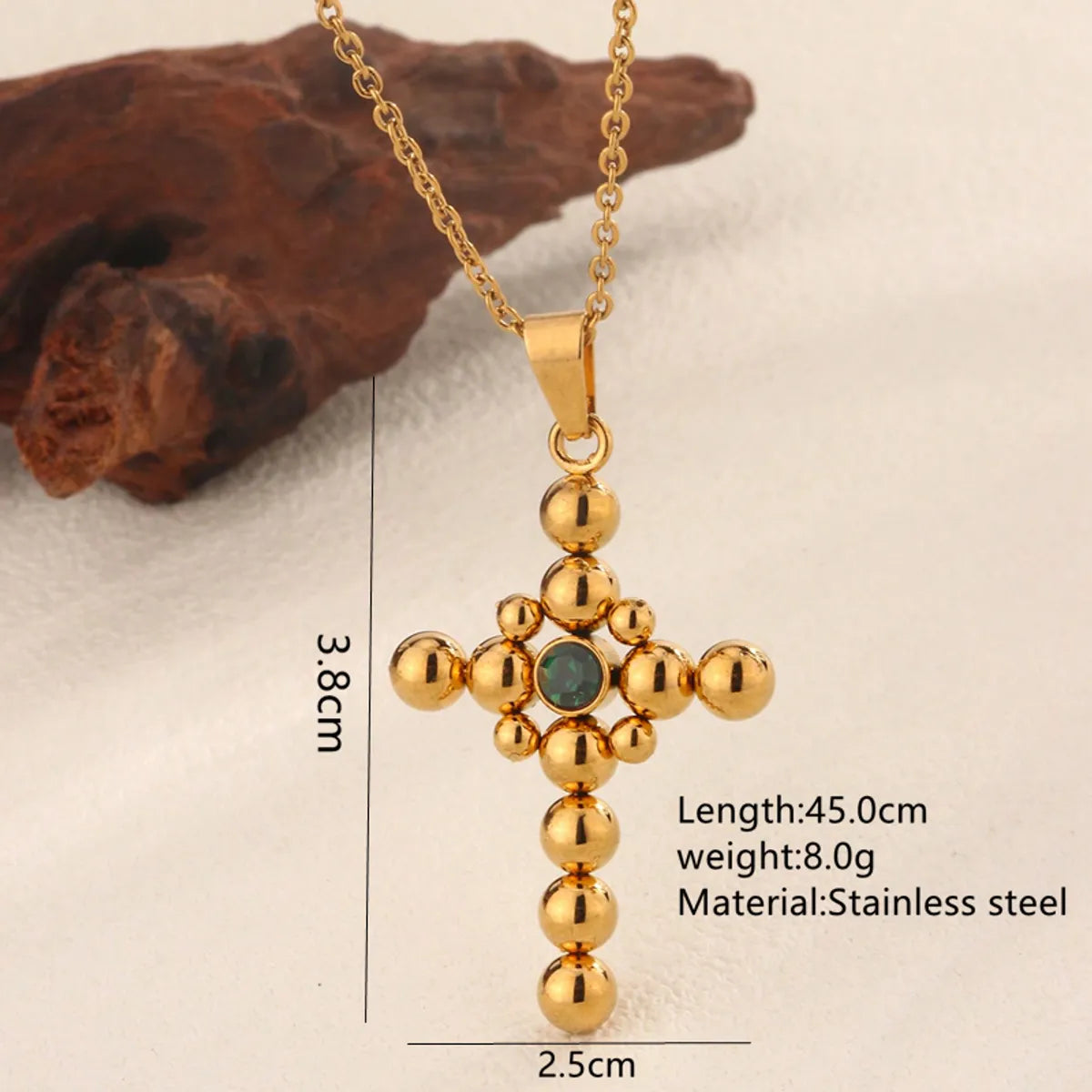 Wholesale Jewelry Classic Style Cross 304 Stainless Steel 18K Gold Plated Pendant Necklace