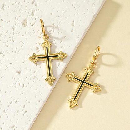 Wholesale Jewelry Classic Style Cross Alloy Plating Drop Earrings