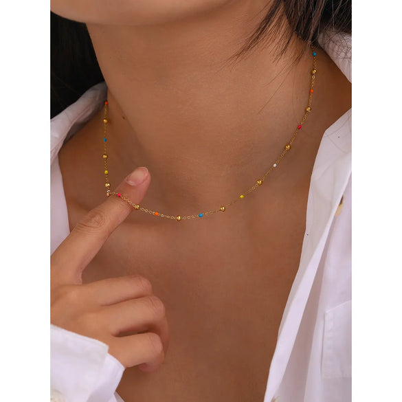Wholesale Jewelry Classic Style Geometric 304 Stainless Steel 18K Gold Plated Necklace