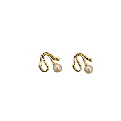 Wholesale Jewelry Classic Style Geometric Alloy Artificial Pearls Gold Plated Plating Inlay Drop Earrings