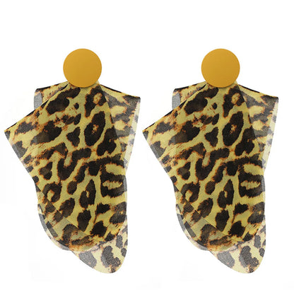 Wholesale Jewelry Classic Style Leopard Alloy Cloth Printing Drop Earrings