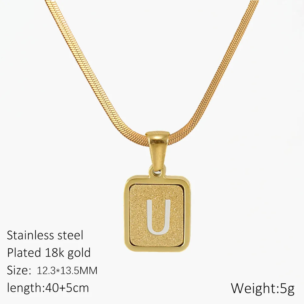 Wholesale Jewelry Classic Style Letter 304 Stainless Steel 18K Gold Plated Plating Hollow Out Pendant Necklace