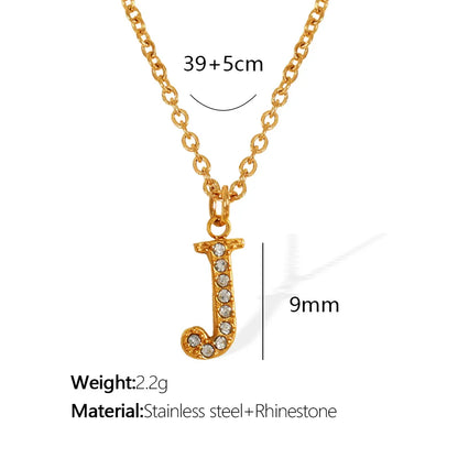 Wholesale Jewelry Classic Style Letter Titanium Steel Rhinestones Plating Inlay Pendant Necklace