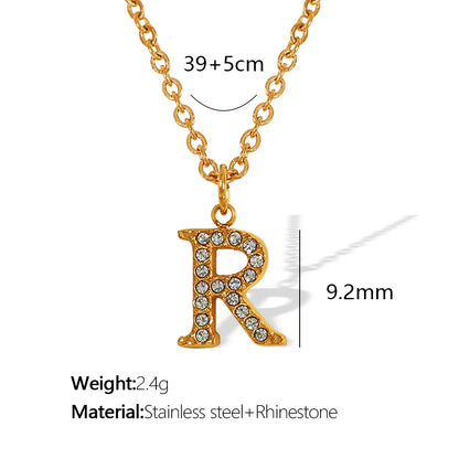 Wholesale Jewelry Classic Style Letter Titanium Steel Rhinestones Plating Inlay Pendant Necklace