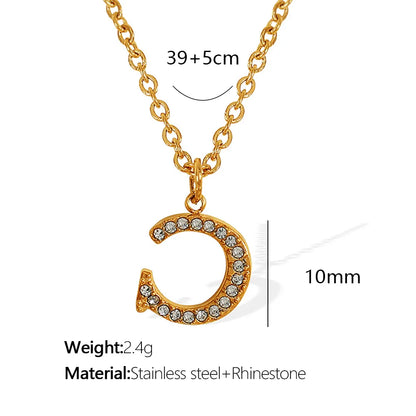 Wholesale Jewelry Classic Style Letter Titanium Steel Rhinestones Plating Inlay Pendant Necklace