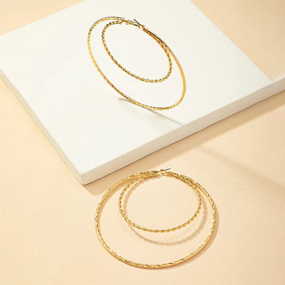 Wholesale Jewelry Classic Style Solid Color Alloy Ferroalloy 14k Gold Plated Plating Hoop Earrings