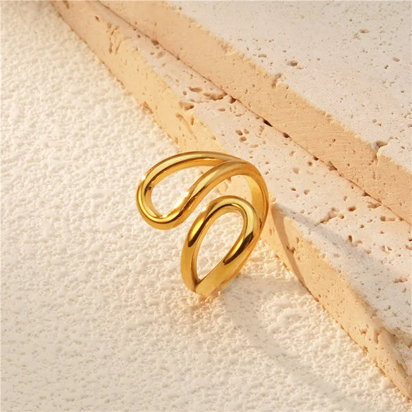 Wholesale Jewelry Classic Style Streetwear Solid Color 304 Stainless Steel 18K Gold Plated Plating Open Rings