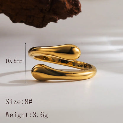 Wholesale Jewelry Classic Style Streetwear Solid Color Snake-Shaped 304 Stainless Steel 18K Gold Plated Open Rings