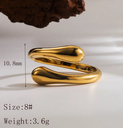 Wholesale Jewelry Classic Style Streetwear Solid Color Snake-Shaped 304 Stainless Steel 18K Gold Plated Open Rings