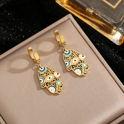 Wholesale Jewelry Classical Exaggerated Devil'S Eye 304 Stainless Steel 18K Gold Plated Jewelry Set