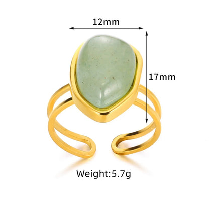 Wholesale Jewelry Classical Retro Simple Style Geometric 304 Stainless Steel Natural Stone Rings