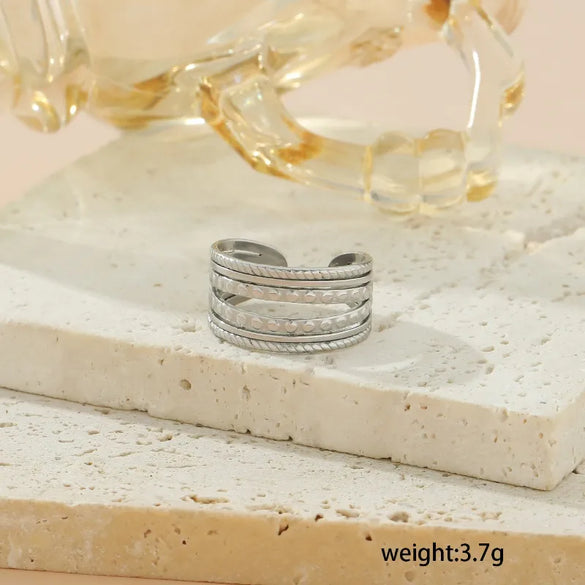 Wholesale Jewelry Classical Retro Solid Color 304 Stainless Steel 18K Gold Plated Open Rings