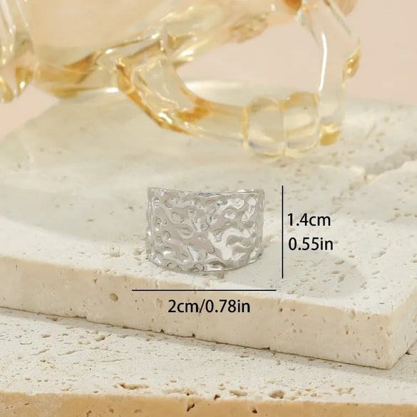 Wholesale Jewelry Classical Retro Solid Color 304 Stainless Steel 18K Gold Plated Open Rings