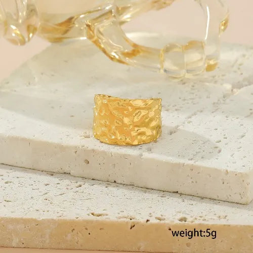 Wholesale Jewelry Classical Retro Solid Color 304 Stainless Steel 18K Gold Plated Open Rings