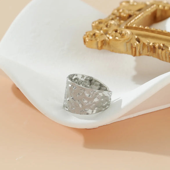 Wholesale Jewelry Classical Retro Solid Color 304 Stainless Steel 18K Gold Plated Open Rings