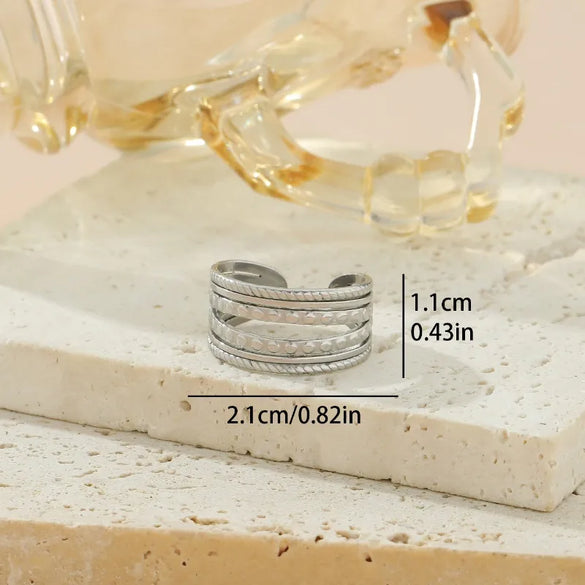 Wholesale Jewelry Classical Retro Solid Color 304 Stainless Steel 18K Gold Plated Open Rings