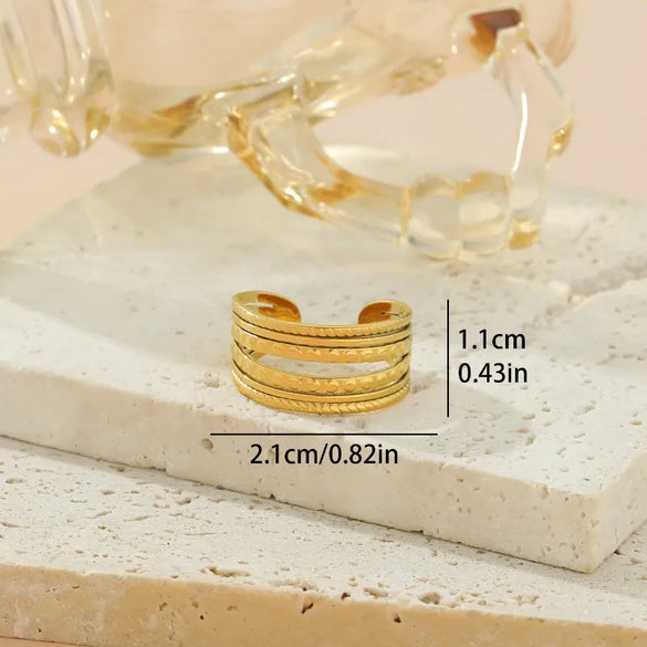 Wholesale Jewelry Classical Retro Solid Color 304 Stainless Steel 18K Gold Plated Open Rings