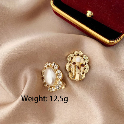 Wholesale Jewelry Classical Retro Sweet Oval Alloy Zircon Gold Plated Plating Inlay Ear Studs