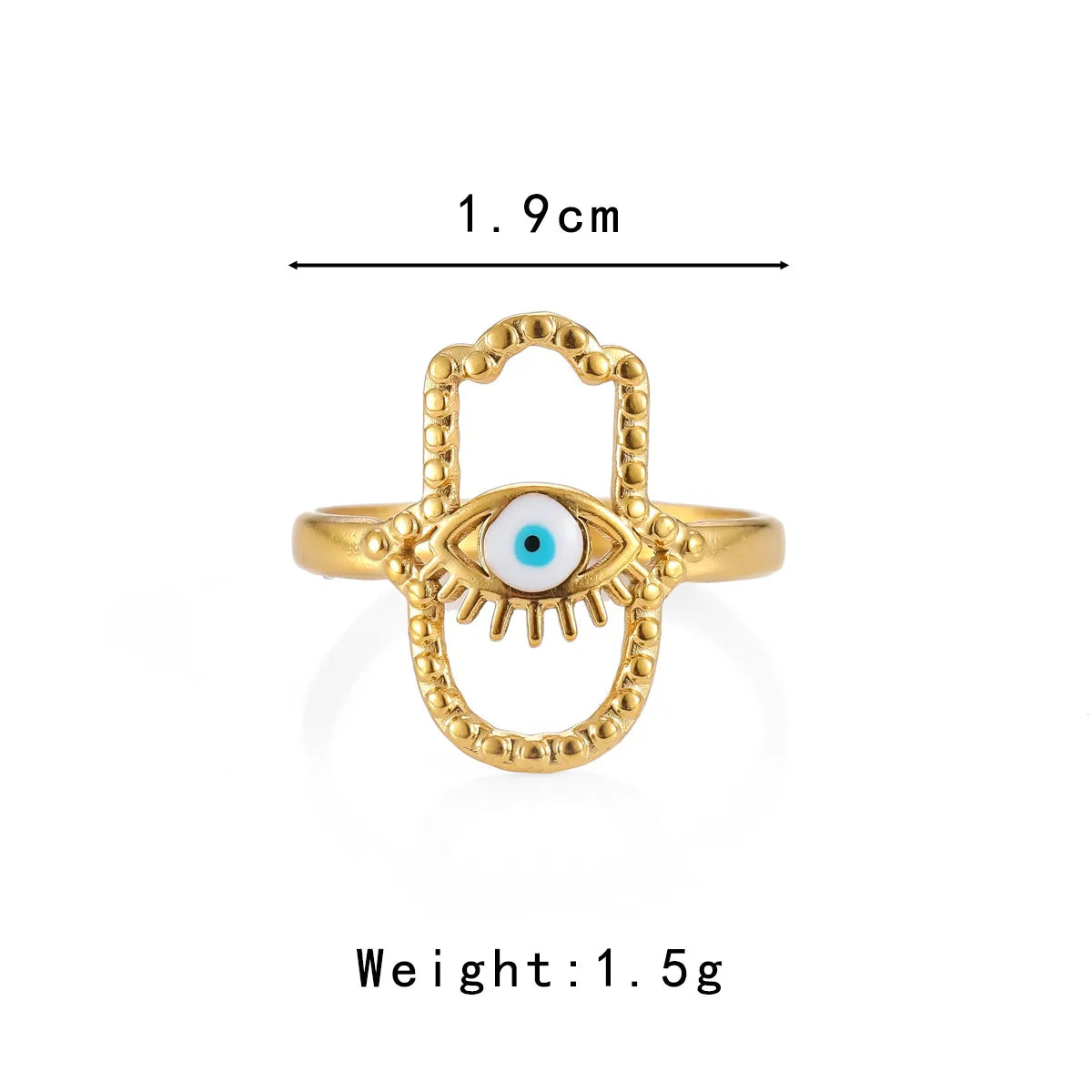 Wholesale Jewelry Classical Vintage Style Devil'S Eye 304 Stainless Steel 18K Gold Plated Open Rings