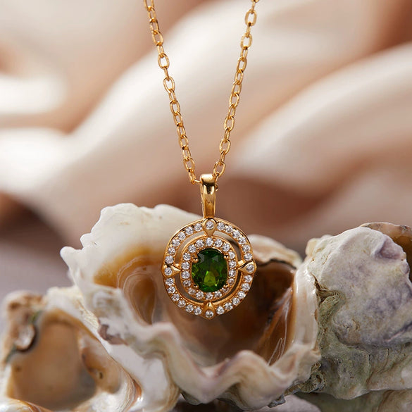 Wholesale Jewelry Clavicle Chain Necklace Pendant Highend Luxury 925 Sterling Silver 18K Gold Plated Geometric Design Set With Gems