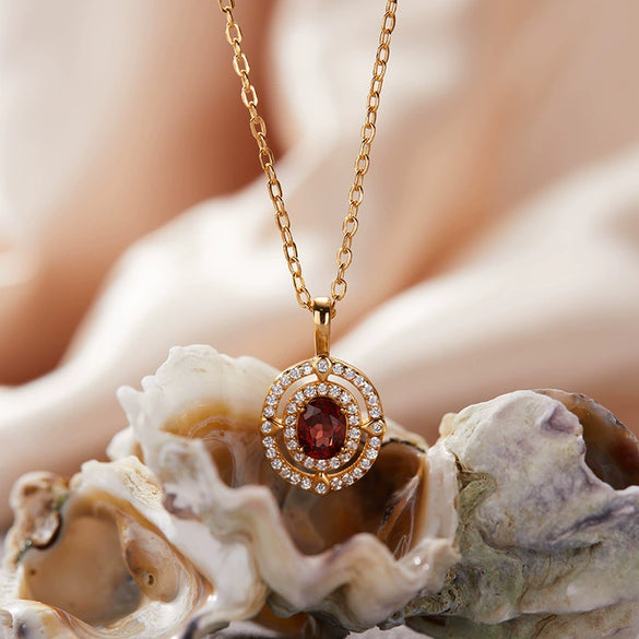 Wholesale Jewelry Clavicle Chain Necklace Pendant Highend Luxury 925 Sterling Silver 18K Gold Plated Geometric Design Set With Gems
