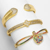 Wholesale Jewelry Colorful Heart Pendant Copper Plated Real Gold Bracelet