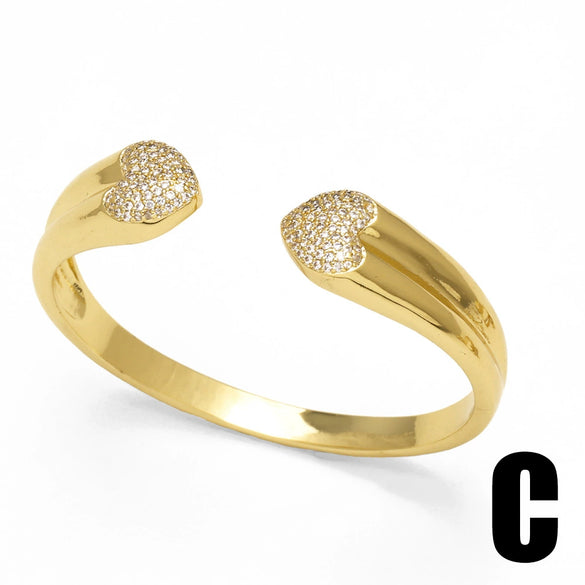 Wholesale Jewelry Colorful Heart Pendant Copper Plated Real Gold Bracelet