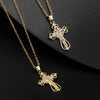 Wholesale Jewelry Colorful Zircon Hollow Cross Copper Ochain Pendant Necklace For Women