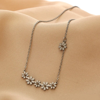 Wholesale Jewelry Commute Daisy 201 Stainless Steel Titanium Steel Rose Gold Plated White Gold Plated Gold Plated Necklace