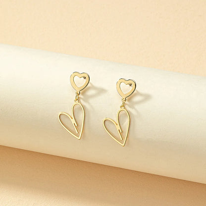 Wholesale Jewelry Commute Heart Shape Alloy Plating Drop Earrings