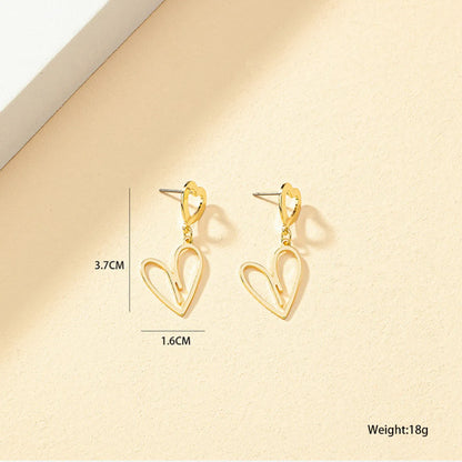 Wholesale Jewelry Commute Heart Shape Alloy Plating Drop Earrings