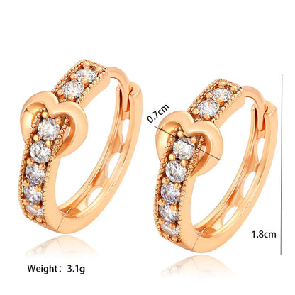 Wholesale Jewelry Xuping Commute Heart Shape Alloy Zircon 18k Gold Plated White Gold Plated Plating Inlay Earrings