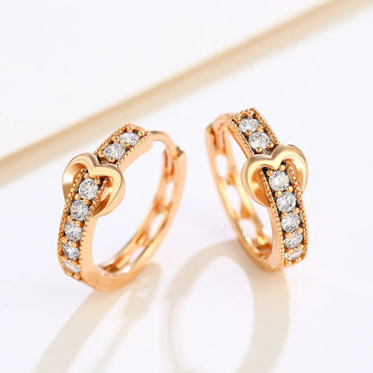 Wholesale Jewelry Xuping Commute Heart Shape Alloy Zircon 18k Gold Plated White Gold Plated Plating Inlay Earrings