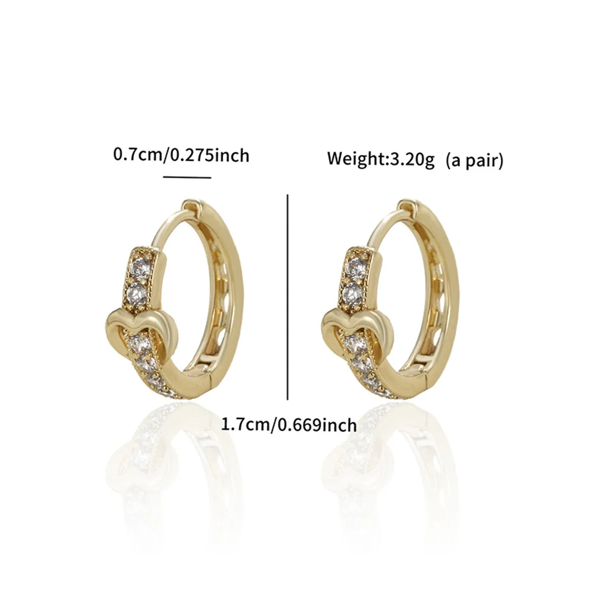 Wholesale Jewelry Xuping Commute Heart Shape Alloy Zircon 18k Gold Plated White Gold Plated Plating Inlay Earrings