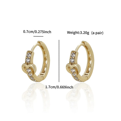 Wholesale Jewelry Xuping Commute Heart Shape Alloy Zircon 18k Gold Plated White Gold Plated Plating Inlay Earrings