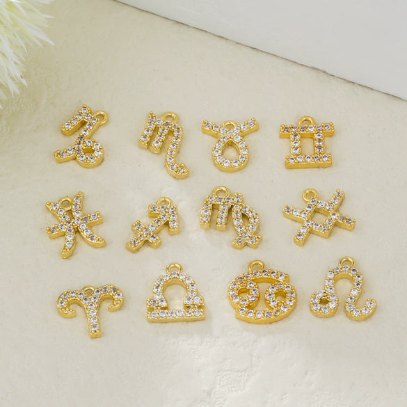 Wholesale Jewelry Constellation Brass 18K Electroplated Micro Set Zircon Pendant