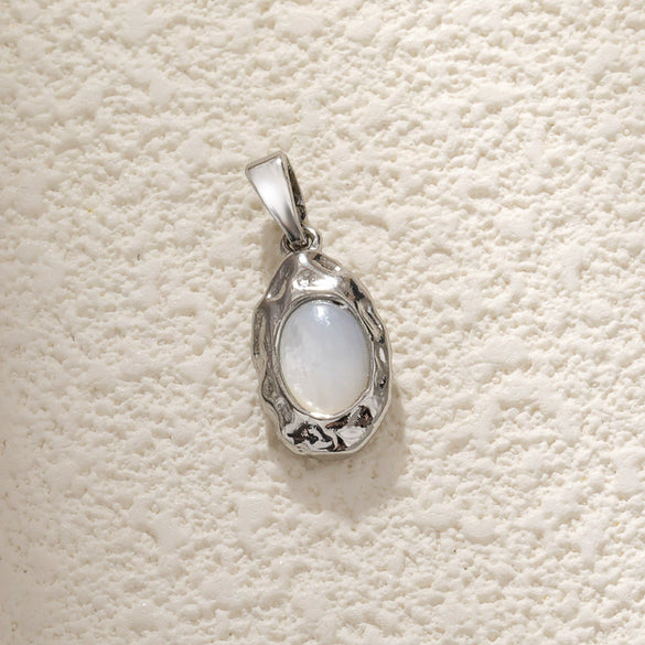 Wholesale Jewelry Copper Abalone Motherofpearl Inlay Heart Drop Geometric Pendant Necklace