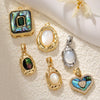 Wholesale Jewelry Copper Abalone Motherofpearl Inlay Heart Drop Geometric Pendant Necklace