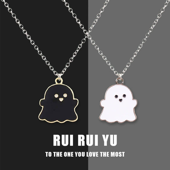 Wholesale Jewelry Copper Alloy Cartoon Color Oil Dripping Ghost Pendant Necklace With Electroplating Processing For Women