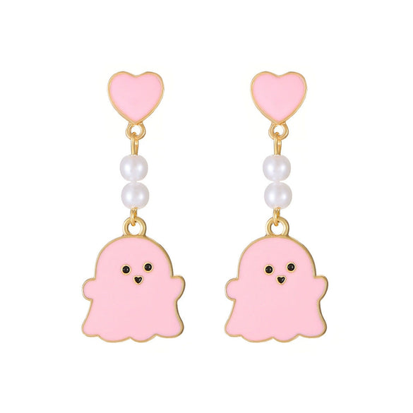 Wholesale Jewelry Copper Alloy Cartoon Color Oil Dripping Ghost Pendant Necklace With Electroplating Processing For Women